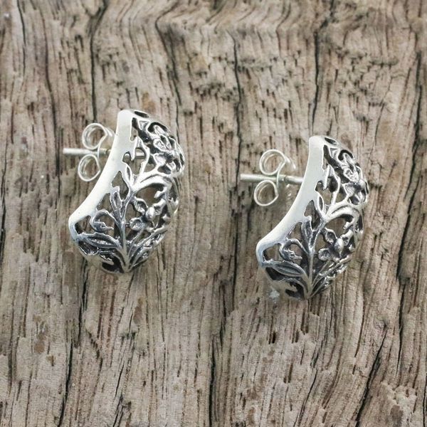Alternate image for Sterling Silver Floral Drop Earrings from Thailand Floral World