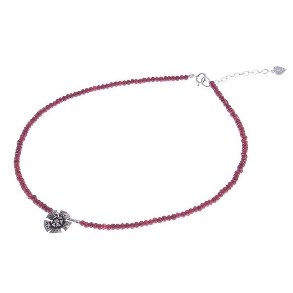 Alternate image for Quartz and Karen Silver Pendant Necklace Color Sense in Red