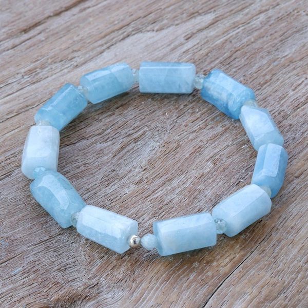 Alternate image for Handcrafted Aquamarine Stretch Bracelet Bangkok Beauty