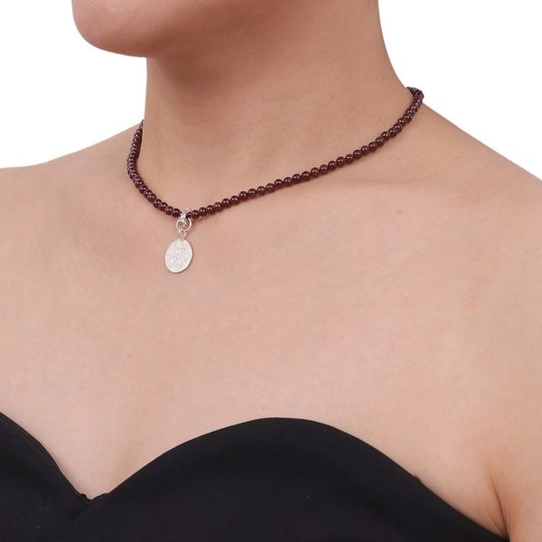 Alternate image for Garnet and Sterling Silver Choker Lucky Charm
