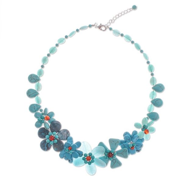 Alternate image for Hand Crafted Chalcedony and Jasper Pendant Necklace Sky Terrace