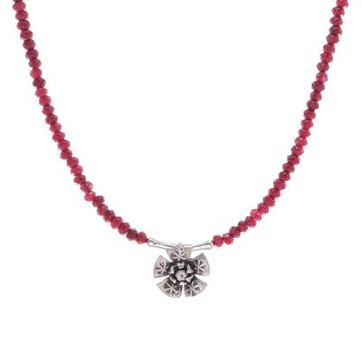 Alternate image for Quartz and Karen Silver Pendant Necklace Color Sense in Red