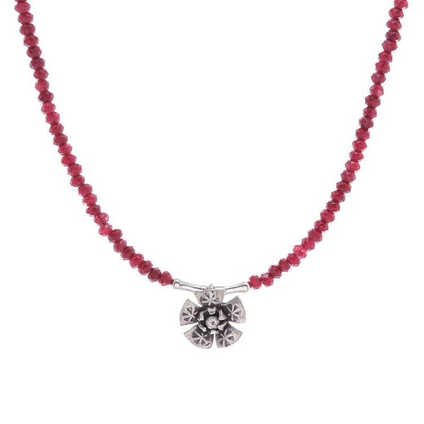 Alternate image for Quartz and Karen Silver Pendant Necklace Color Sense in Red