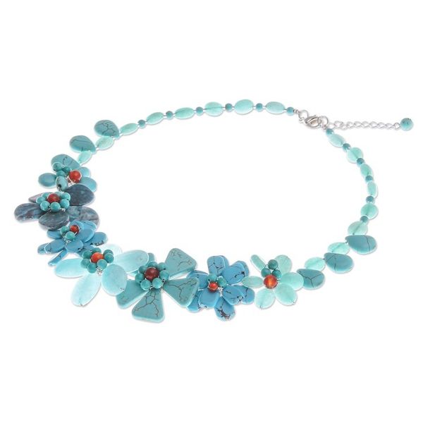 Alternate image for Hand Crafted Chalcedony and Jasper Pendant Necklace Sky Terrace