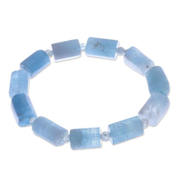 Alternate image for Handcrafted Aquamarine Stretch Bracelet Bangkok Beauty