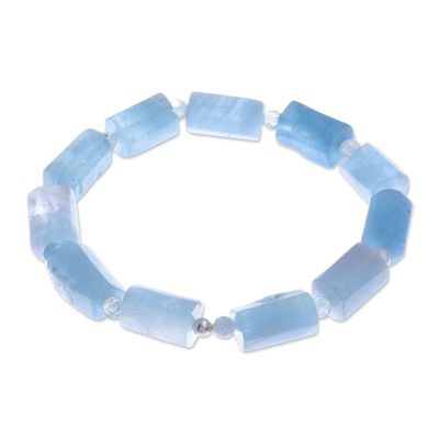 Alternate image for Handcrafted Aquamarine Stretch Bracelet Bangkok Beauty