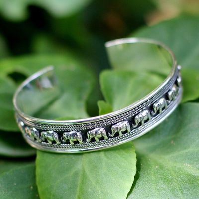 Alternate image for Sterling Silver Elephant Cuff Bracelet Elephant Parade
