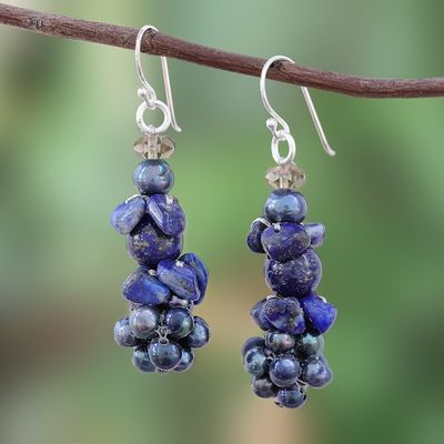 Alternate image for Lapis Lazuli and Cultured Pearl Cluster Earrings Heavens Gift