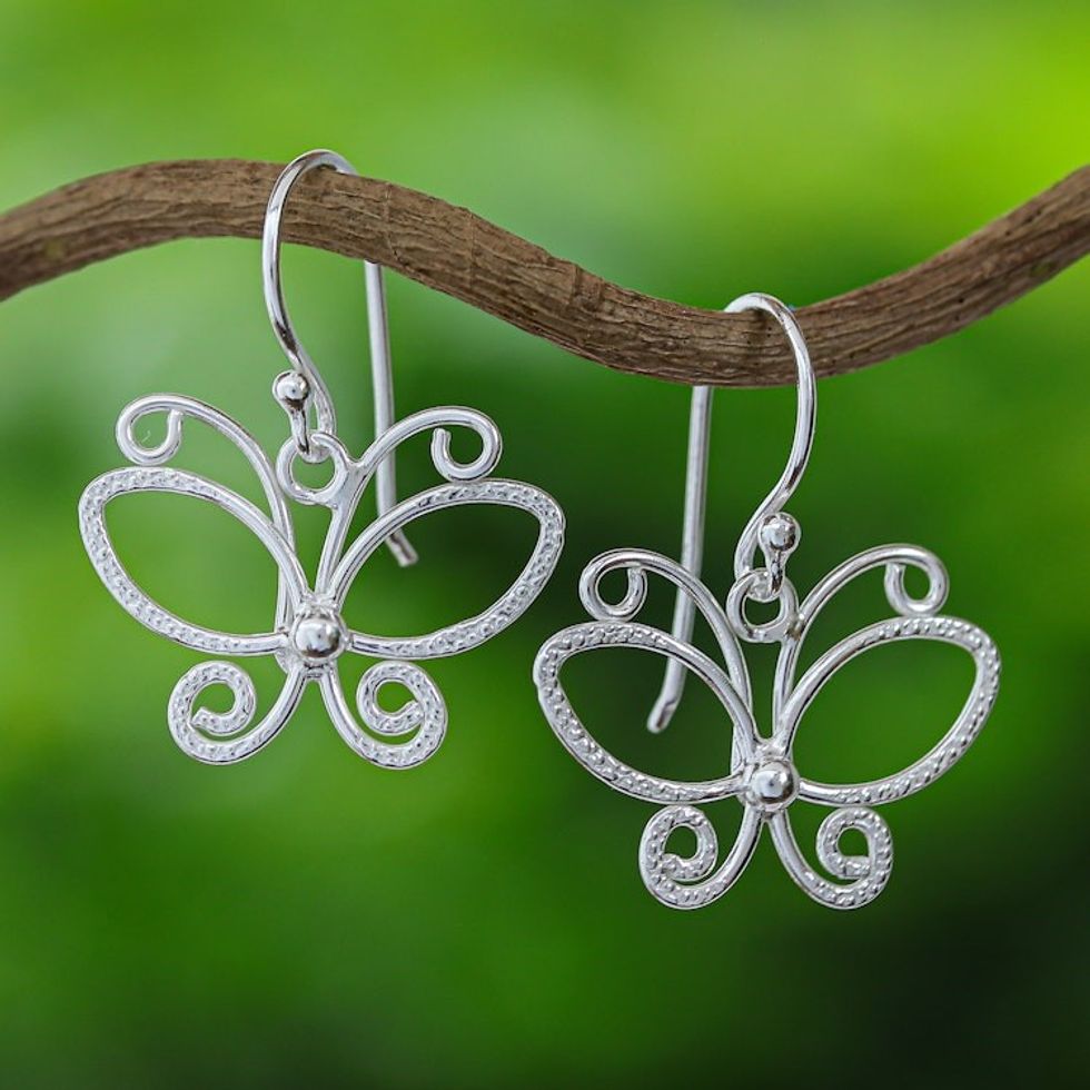 Sterling Silver Butterfly Dangle Earring Crafted in Thailand 'Magical Fantasy'