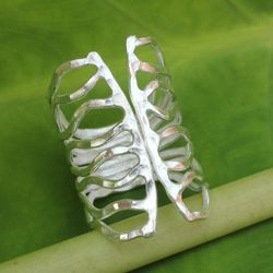 Image for Thai Hammered Silver Wrap Ring Monarch