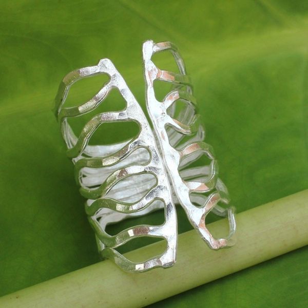 Alternate image for Thai Hammered Silver Wrap Ring Monarch