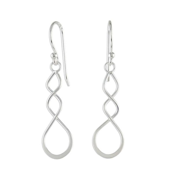 Alternate image for Sterling Silver Twisting Dangle Earrings from Thailand Droplet Twist