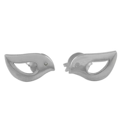 Alternate image for Artisan Handmade 925 Sterling Silver Bird Earrings Thailand Petite Bird