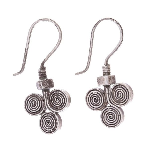 Alternate image for Oxidized 950 Silver Spiral Drop Earrings Kariang Curls