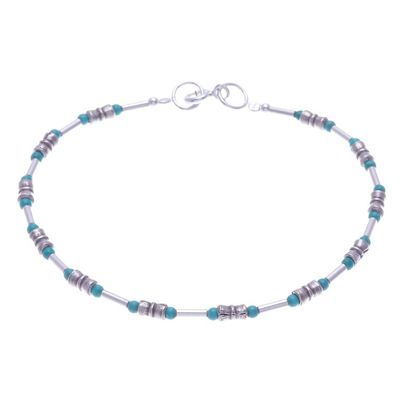 Alternate image for Sterling Silver and Karen Silver Beaded Bracelet Petite Jewel in Blue-Green