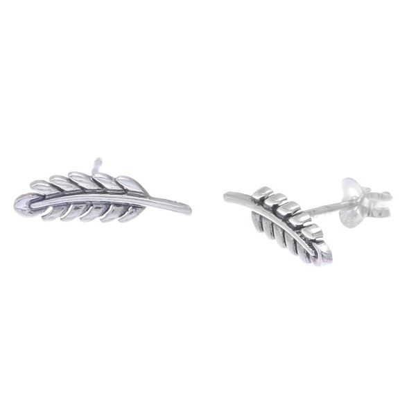 Alternate image for Leafy Sterling Silver Button Earrings from Thailand Adorable Leaves