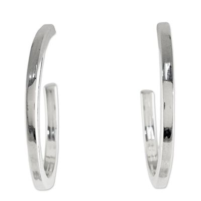 Alternate image for Sterling Silver Half Hoop Earrings from Thailand Glistening Halves