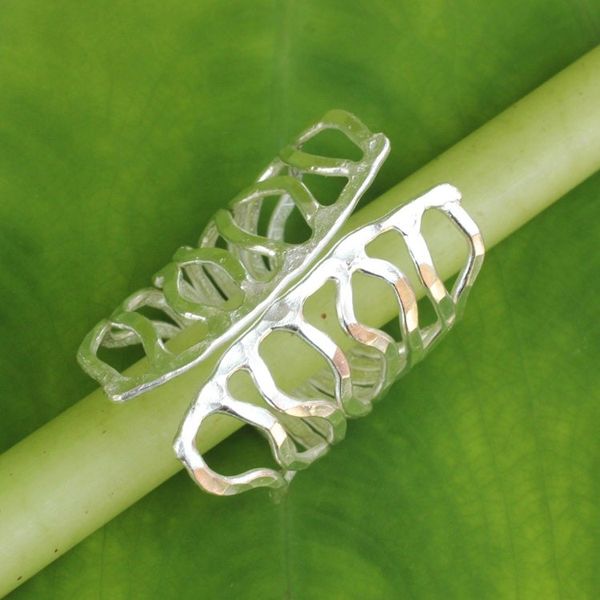 Alternate image for Thai Hammered Silver Wrap Ring Monarch