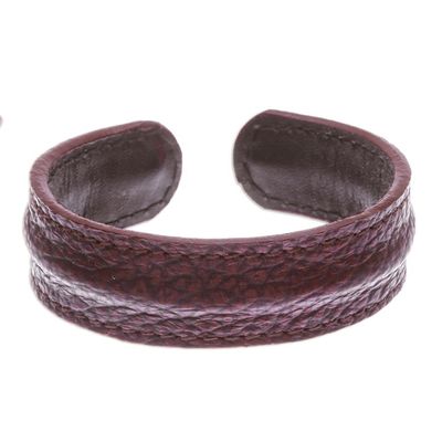 Alternate image for Thailand Mens Dark Brown Leather Cuff Bracelet Basic Dark Brown