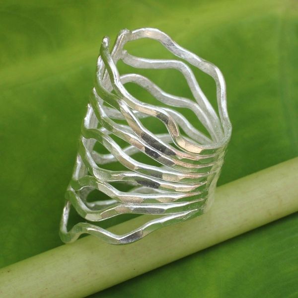 Alternate image for Thai Hammered Silver Wrap Ring Monarch