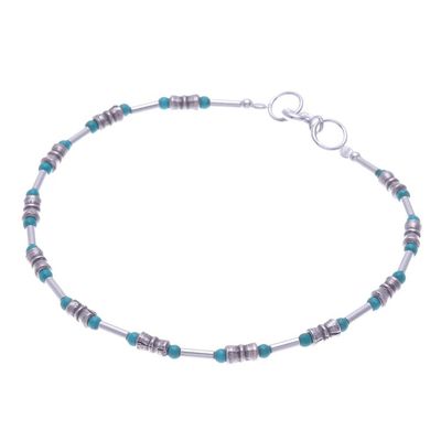 Alternate image for Sterling Silver and Karen Silver Beaded Bracelet Petite Jewel in Blue-Green