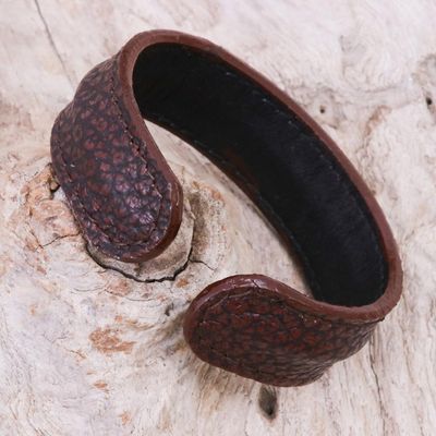 Alternate image for Thailand Mens Dark Brown Leather Cuff Bracelet Basic Dark Brown