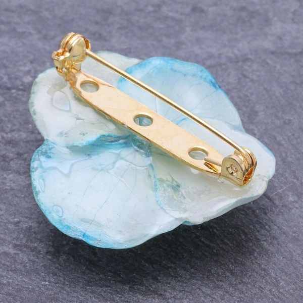 Alternate image for Thai Resin Coated Natural Blue Hydrangea Brooch Pin Pale Blue Hydrangea