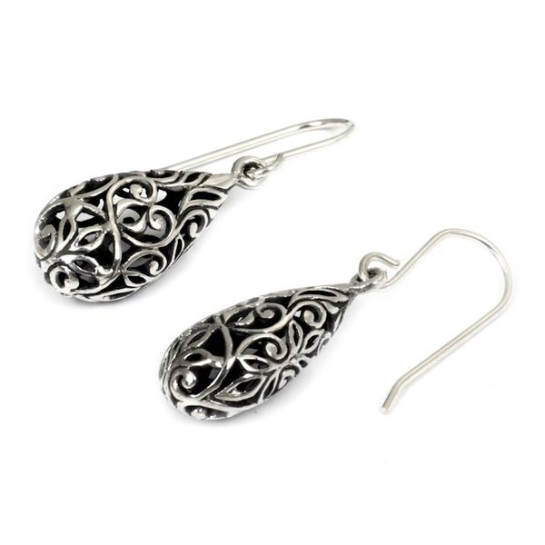 Alternate image for Unique Thai Sterling Silver Dangle Earrings Forest Tear