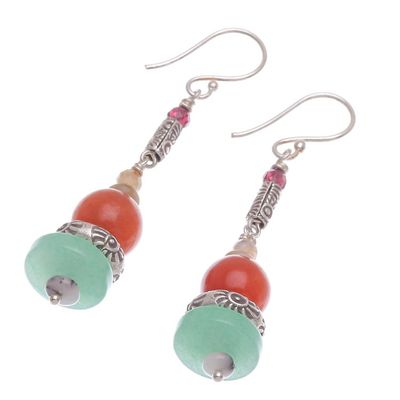Alternate image for Handcrafted Aventurine and Garnet Dangle Earrings Speedy Orbit