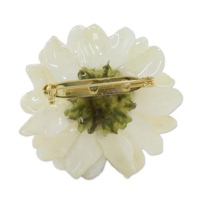Alternate image for Natural Aster Flower Brooch in Vanilla from Thailand Let It Bloom in Vanilla
