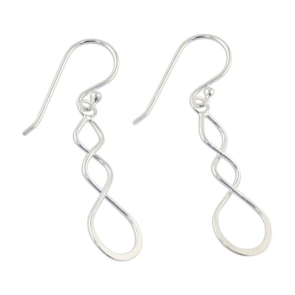 Alternate image for Sterling Silver Twisting Dangle Earrings from Thailand Droplet Twist