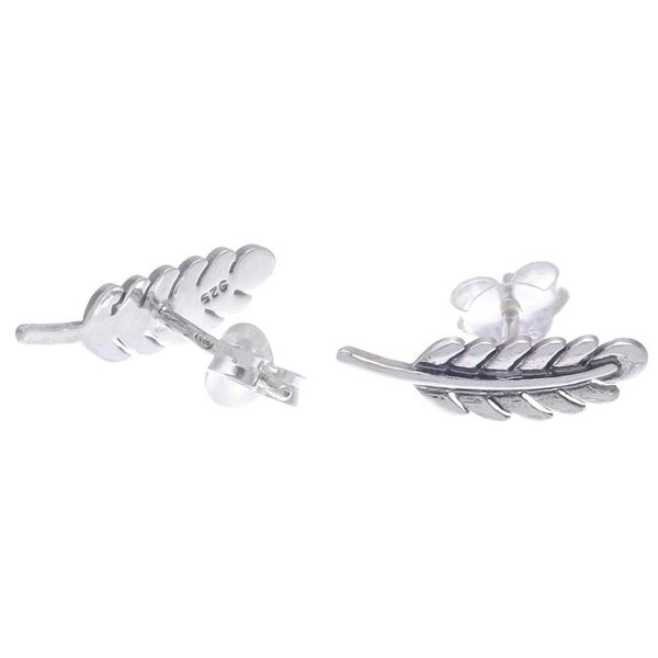 Alternate image for Leafy Sterling Silver Button Earrings from Thailand Adorable Leaves