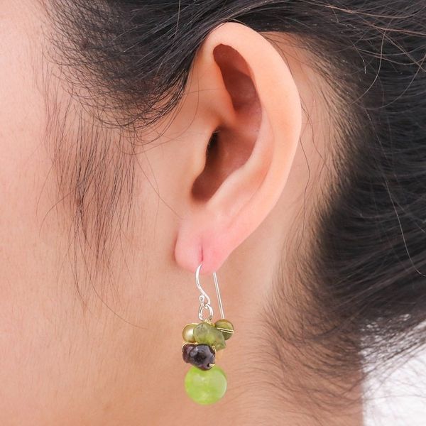 Alternate image for Hand Crafted Beaded Multigem Earrings Freshness