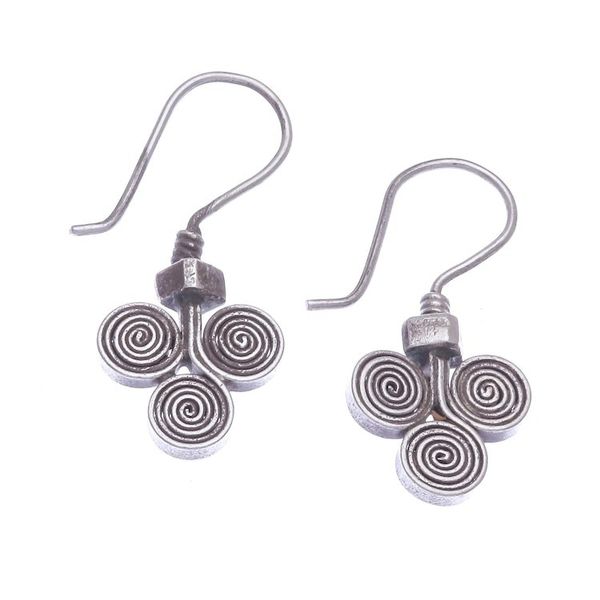 Alternate image for Oxidized 950 Silver Spiral Drop Earrings Kariang Curls