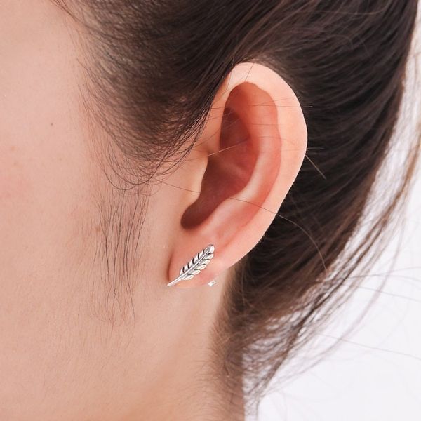 Alternate image for Leafy Sterling Silver Button Earrings from Thailand Adorable Leaves
