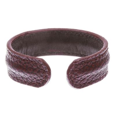 Alternate image for Thailand Mens Dark Brown Leather Cuff Bracelet Basic Dark Brown