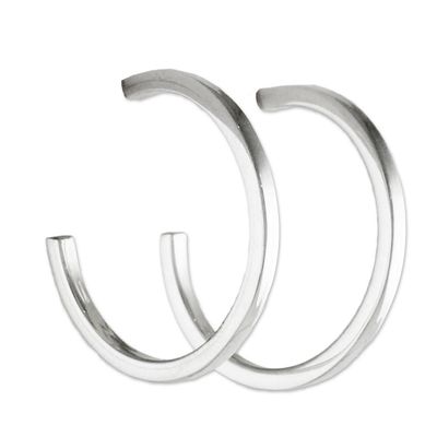 Alternate image for Sterling Silver Half Hoop Earrings from Thailand Glistening Halves