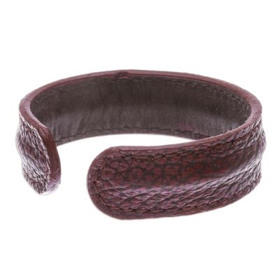 Alternate image for Thailand Mens Dark Brown Leather Cuff Bracelet Basic Dark Brown