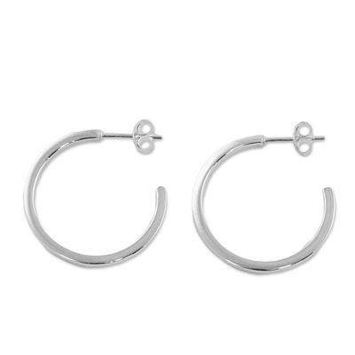 Alternate image for Sterling Silver Half Hoop Earrings from Thailand Glistening Halves