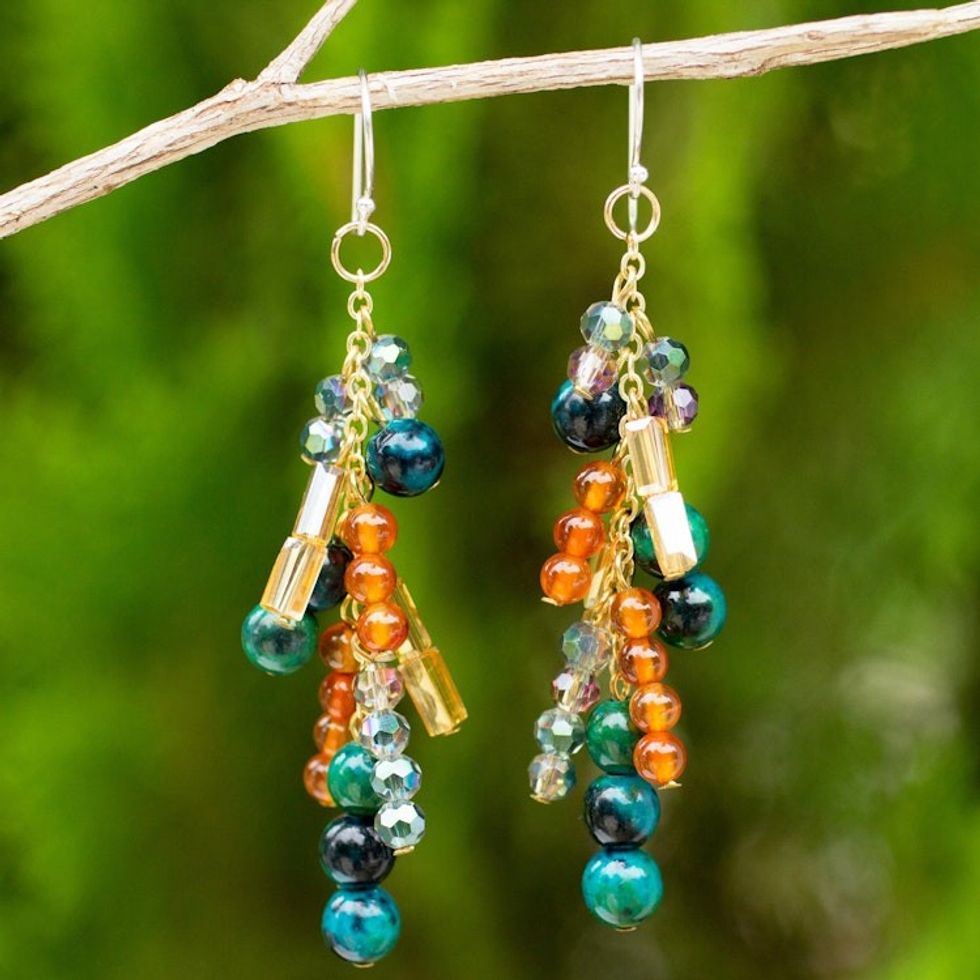 Gemstone Waterfall Earrings in 24k Gold Plated Sterling 'Brilliant Cascade'