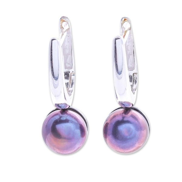 Alternate image for Purple Cultured Pearl Drop Earrings Mood Lift in Purple