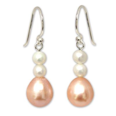 Alternate image for Handcrafted Pearl Earrings Sweet Peach Glamour