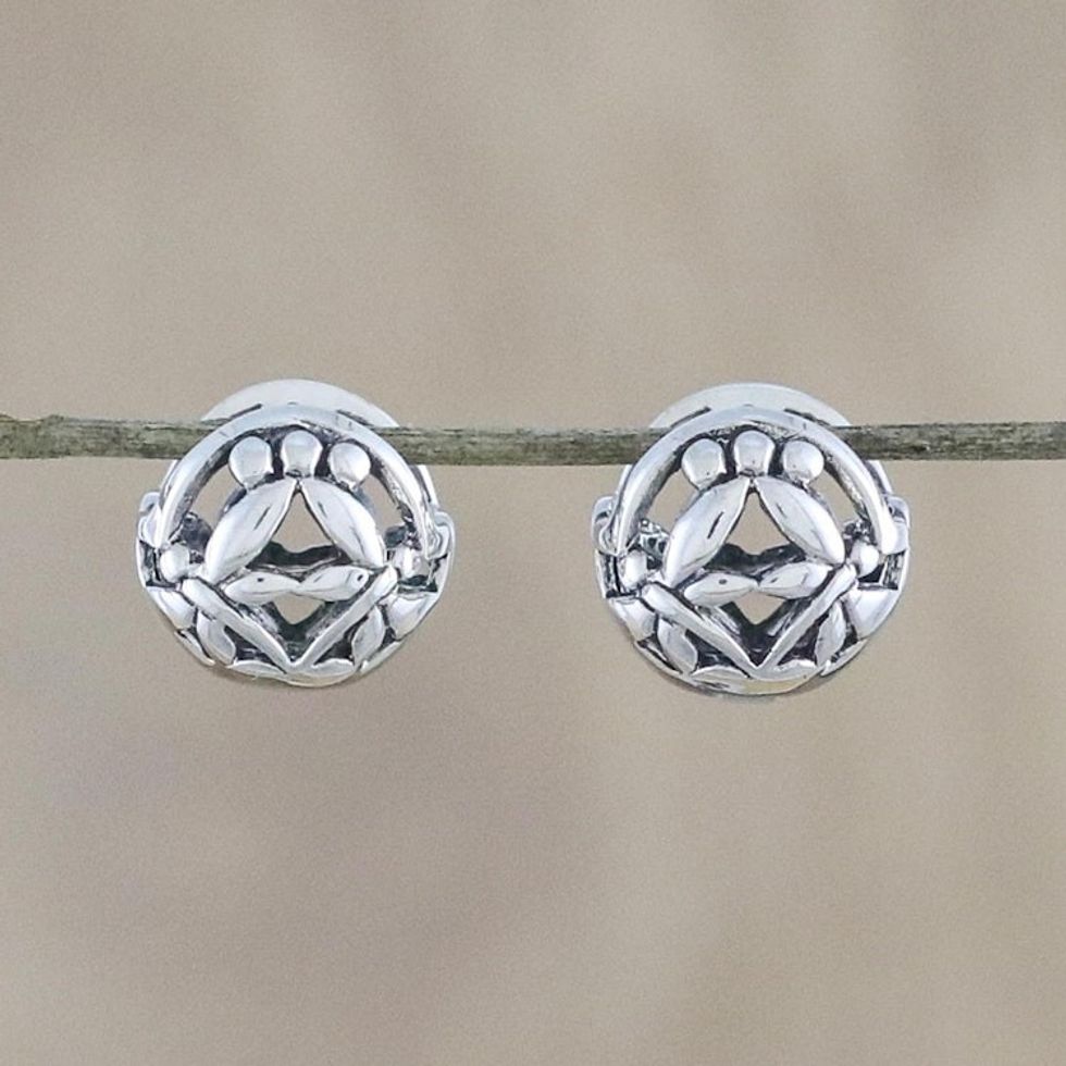 Sterling Silver Dragonfly Hoop Earrings from Thailand 'Dragonfly Reflection'