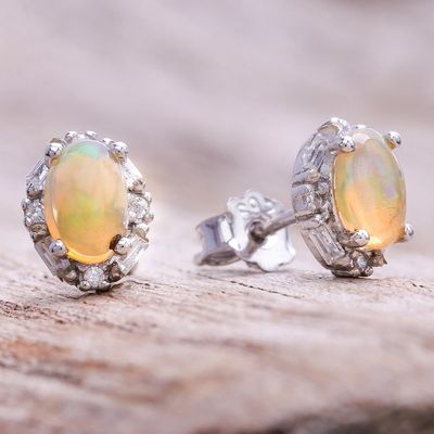 Alternate image for Oval Opal Stud Earrings from Thailand Bright Ovals