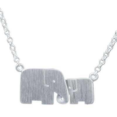 Alternate image for Hand Crafted Silver Elephant Pendant Necklace Family Love