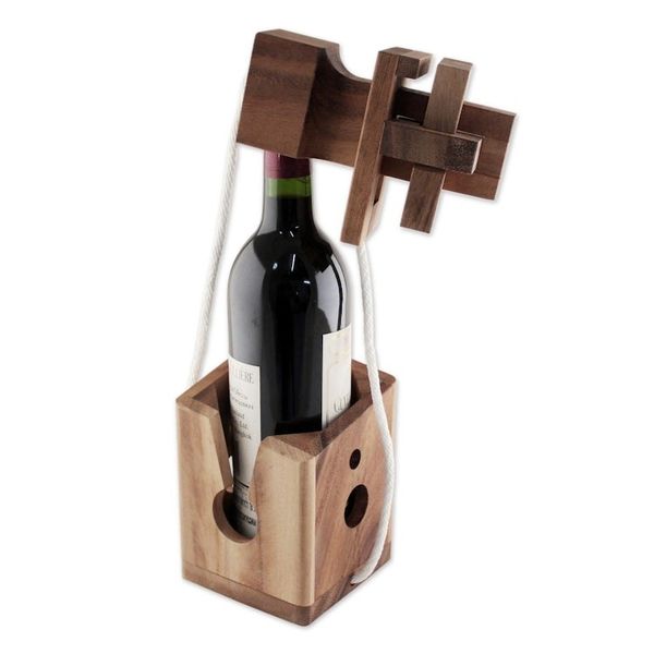Alternate image for Handmade Rain Tree Wood Bottle Puzzle from Thailand Dont Break It