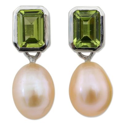 Alternate image for Pearl and Peridot Drop Earrings Attraction