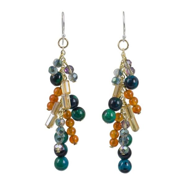 Alternate image for Gemstone Waterfall Earrings in 24k Gold Plated Sterling Brilliant Cascade