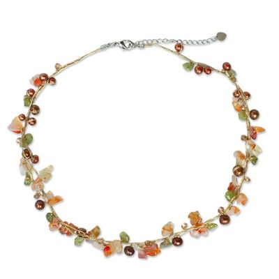 Alternate image for Beaded Carnelian and Pearl Necklace Tropical Elite