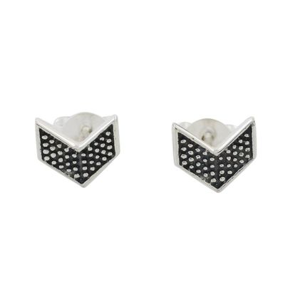 Alternate image for Sterling Silver Chevron Stud Earrings from Thailand Chevron Chic